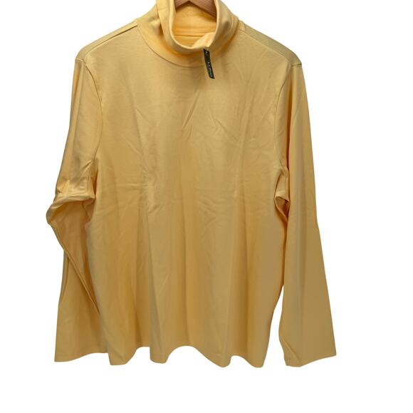 LL Bean Turtleneck Womens 2X Butter Yellow Long Sleeve Pima Cotton NEW - Picture 1 of 7